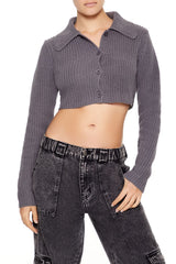 Cropped Rib-Knit Cardigan Sweater | Forever 21 Women