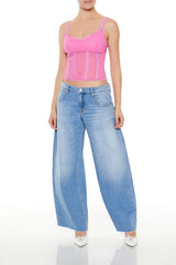 Mesh Ruffle-Trim Cropped Cami | Forever 21 Women