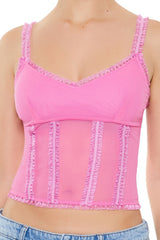 Mesh Ruffle-Trim Cropped Cami | Forever 21 Women
