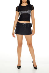 Mesh Rhinestone Cropped Tee | Forever 21 Women