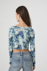 Tie-Dye Floral Print Crop Top | Forever 21 Women