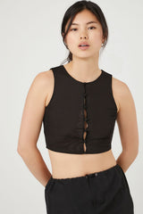 Button-Front Mesh Crop Top | Forever 21 Women