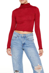 Glitter Knit Turtleneck Crop Top | Forever 21 Women