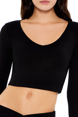 V-Neck Long-Sleeve Crop Top | Forever 21 Women