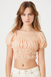 Shirred Puff-Sleeve Crop Top | Forever 21 Women