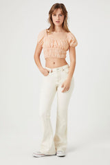 Shirred Puff-Sleeve Crop Top | Forever 21 Women