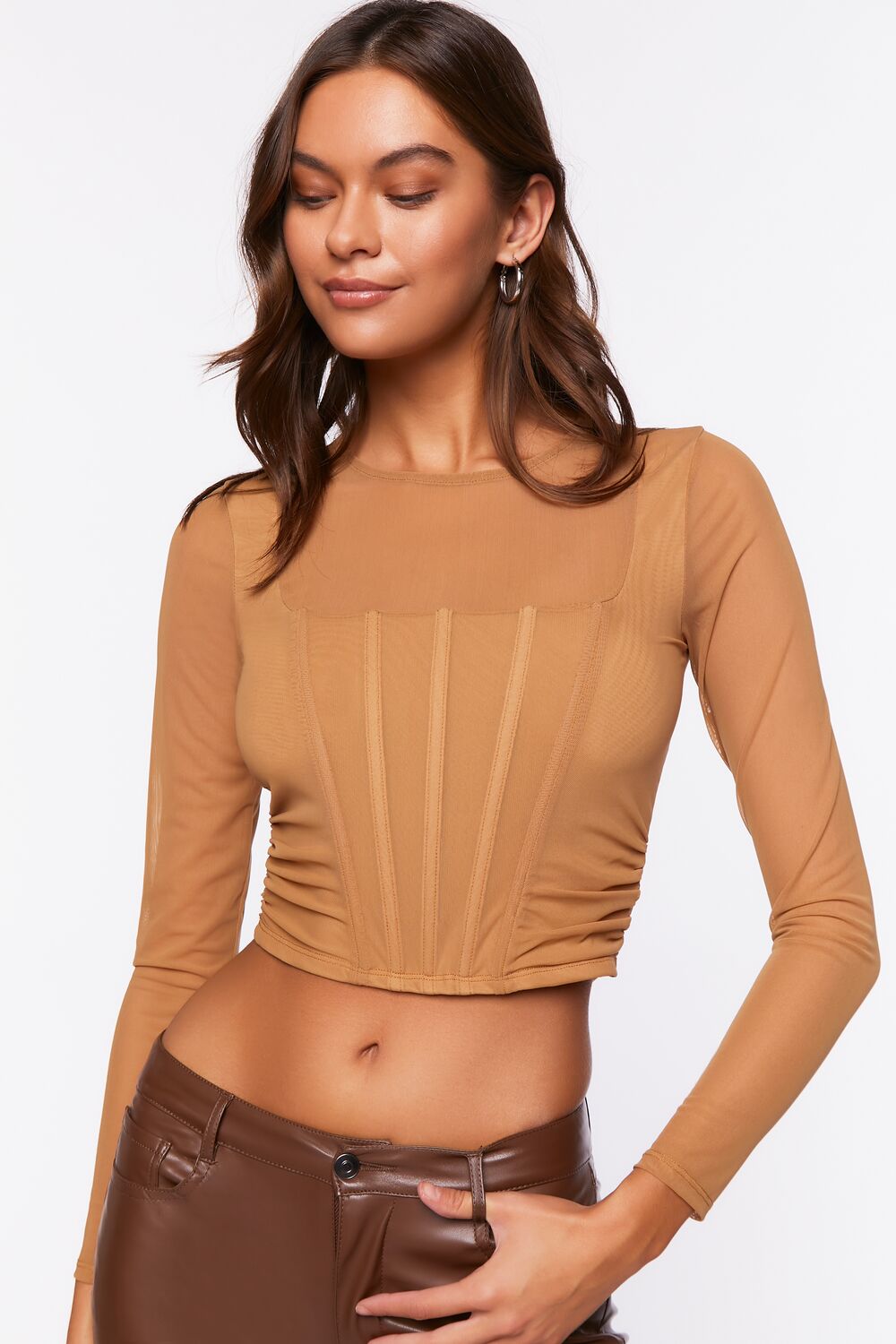 Illusion Neckline Corset Crop Top | Forever 21 Women