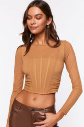 Illusion Neckline Corset Crop Top | Forever 21 Women