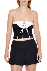 Colorblock Lace-Up Tube Crop Top | Forever 21 Women