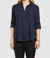 Riley Rolled Tab Sleeve Button Down Shirt Double Chest Pockets | Forever 21 Women