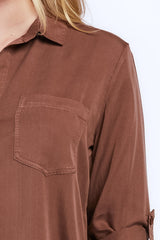Riley Rolled Tab Sleeve Button Down Shirt Double Chest Pockets | Forever 21 Women