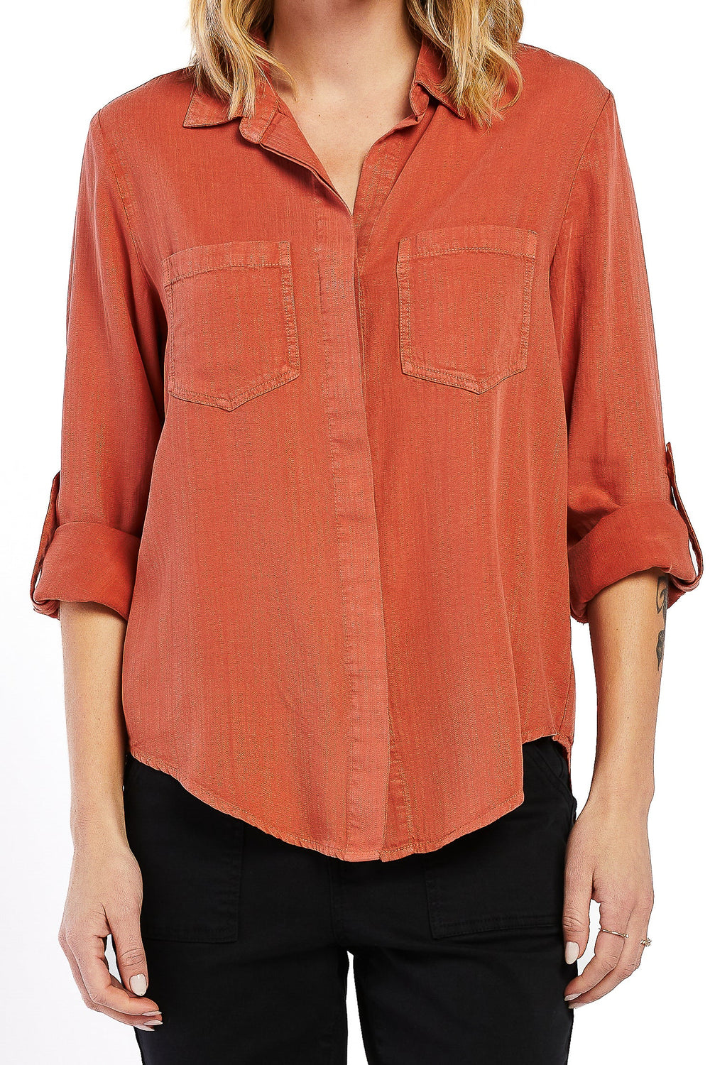 Riley Rolled Tab Sleeve Button Down Shirt | Forever 21 Women