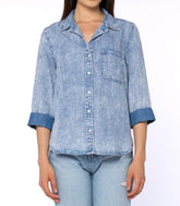 3/4 Cuffed Sleeve Button Down Shirt Chest Pocket High Low | Forever 21 Women