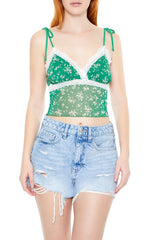 Lace-Trim Floral Tie-Strap Cami | Forever 21 Women