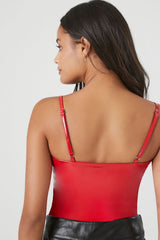 Faux Patent Leather Bodysuit | Forever 21 Women