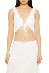 Plunging Lace-Trim Crop Top | Forever 21 Women