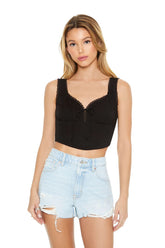 Ruched Lace-Trim Crop Top | Forever 21 Women