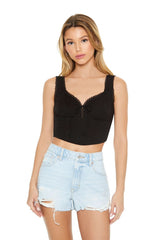 Ruched Lace-Trim Crop Top | Forever 21 Women