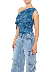 Denim Print Off-the-Shoulder Top | Forever 21 Women