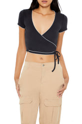 Pointelle Cropped Wrap Top | Forever 21 Women