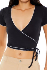 Pointelle Cropped Wrap Top | Forever 21 Women
