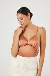 Satin Ruffle-Trim Bodysuit | Forever 21 Women