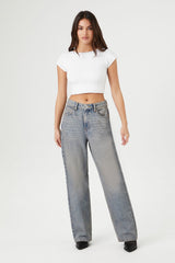 Seamless Lace-Trim Cropped Tee | Forever 21 Women