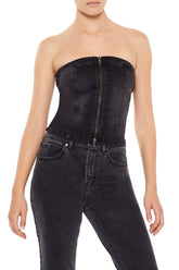 Denim Zip-Front Cropped Tube Top | Forever 21 Women