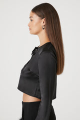 Satin Feather Crop Top | Forever 21 Women