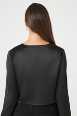 Satin Feather Crop Top | Forever 21 Women