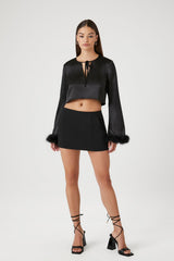 Satin Feather Crop Top | Forever 21 Women