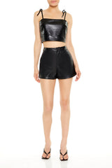 Eyelet Faux Leather Cropped Cami | Forever 21 Women