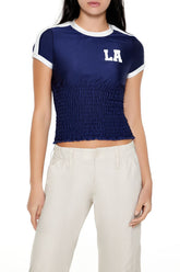 Smocked Ringer LA Cropped Tee | Forever 21 Women