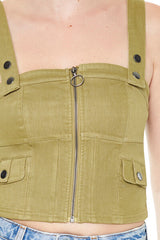 Denim Zip-Up Crop Top | Forever 21 Women