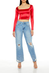 Satin Square-Cut Crop Top | Forever 21 Women
