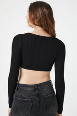 Sweater-Knit Keyhole Crop Top | Forever 21 Women