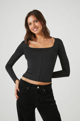 Fitted Long-Sleeve Crop Top | Forever 21 Women