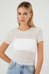 Sheer Mesh Lettuce-Edge Tee | Forever 21 Women