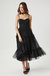 Tulle Ruffled Bustier Midi Dress | Forever 21 Women