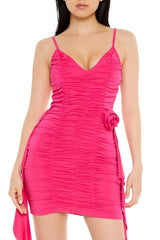 Ruched Rosette Ruffle Mini Dress | Forever 21 Women