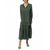 Zamara Tie Neck Long Sleeve Tier Maxi Dress | Forever 21 Women
