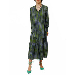 Zamara Tie Neck Long Sleeve Tier Maxi Dress | Forever 21 Women