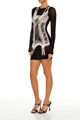 Mesh Garter Graphic Mini Dress | Forever 21 Women