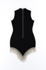 Rhinestone-Fringe Mock Neck Mini Dress | Forever 21 Women