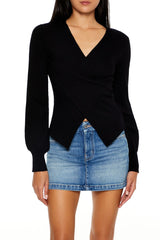 V-Neck Notched-Hem Sweater | Forever 21 Women