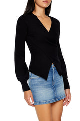 V-Neck Notched-Hem Sweater | Forever 21 Women