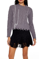 Distressed Cable Knit Sweater | Forever 21 Women
