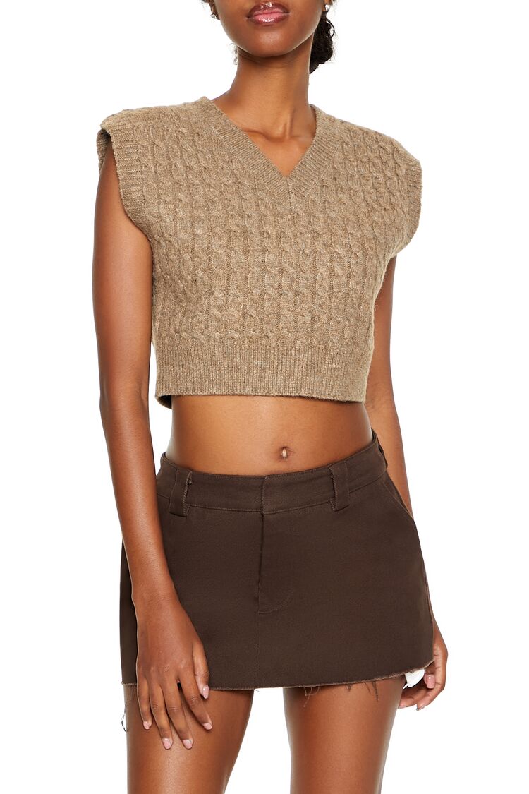 Cropped Cable Knit Sweater Vest | Forever 21 Women