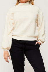 Domino Long Sleeve Pullover Top Ribbed Cuff Hem And Mock Neck | Forever 21 Women
