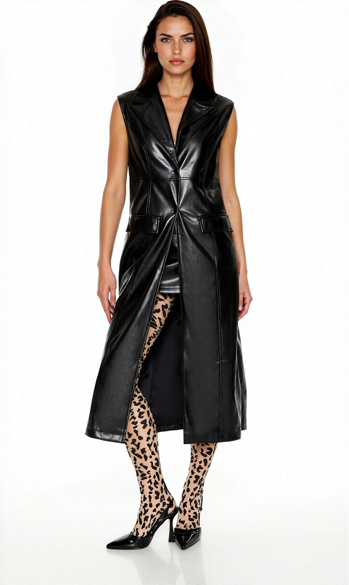 Notched Faux Leather Longline Vest | Forever 21 Women